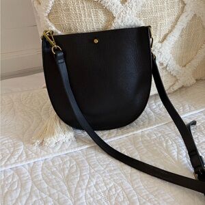 Madewell Black Leather Crossbody with Gold/brass Hardware